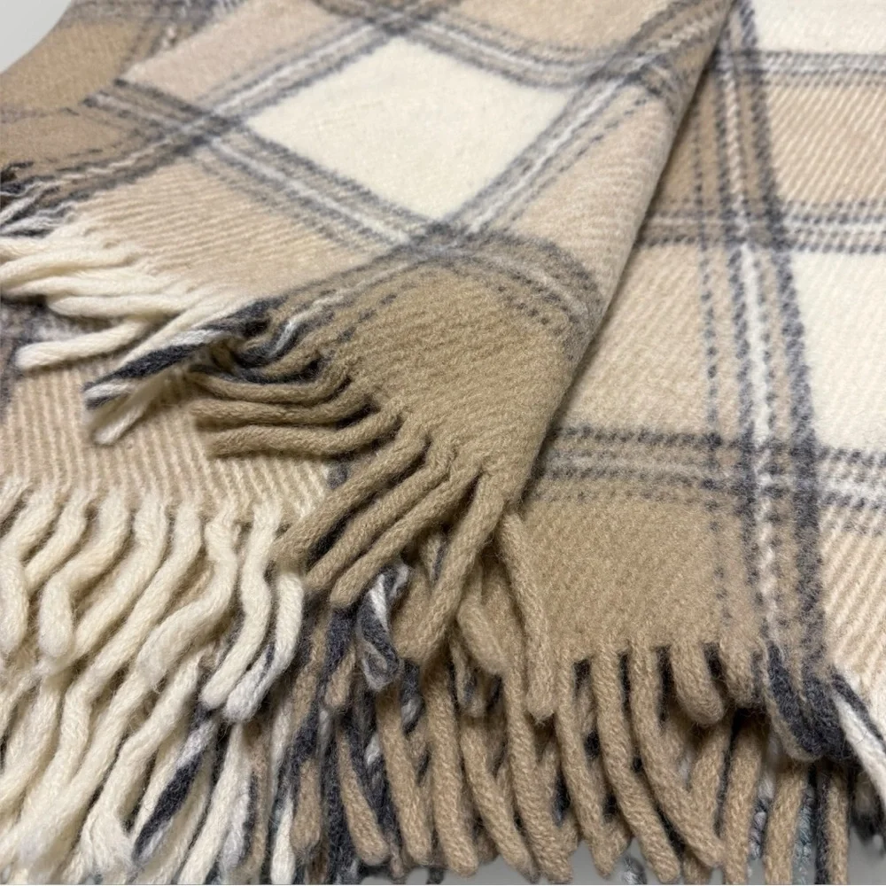 100% Wool Blanket Plaid Made in Latvia‎ Cottagecore 69”c55”